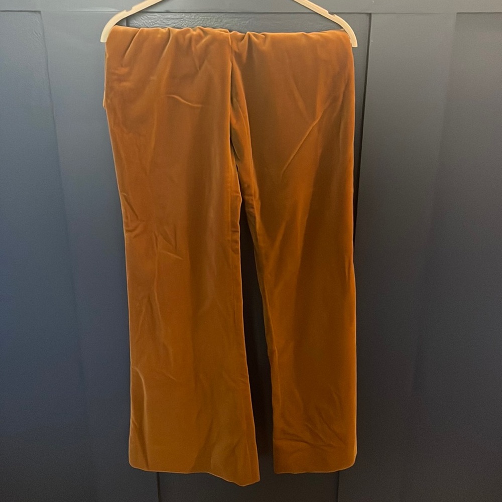 THEORY VELVET CAMEL FLARE PANTS
